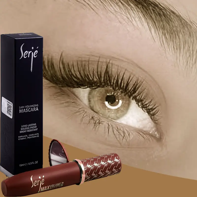 کاربرد ریمل قهوه ای مژه سرژه مدل حجم دهنده